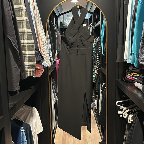 Shona Joy Black Cross Neck Halter Dress size 2 Like new - Picture 2 of 4